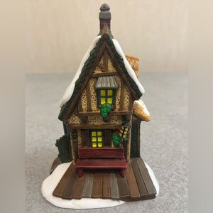 Department 56 Festive Village House with Green and Brown Accents
